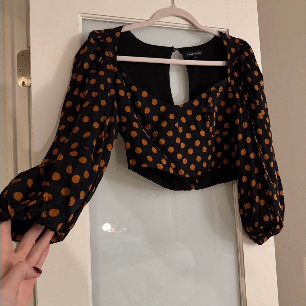 For Love & Lemons Polka Dot Balloon Sleeve Top - Picture 3 of 5